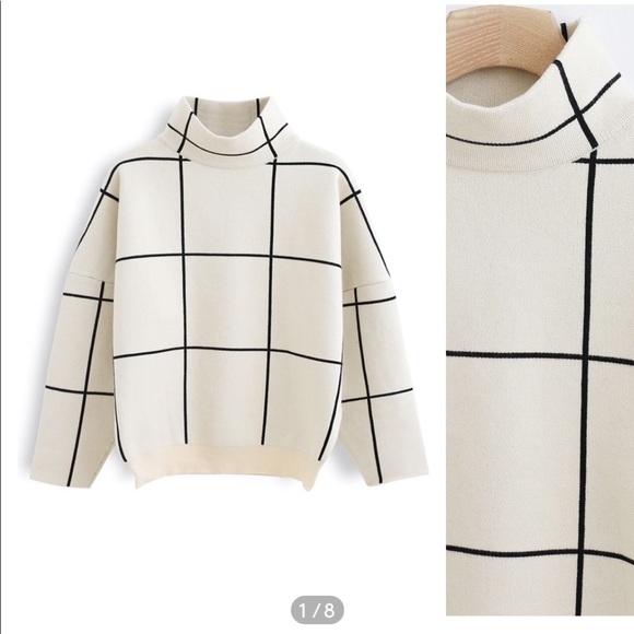 Grid Turtleneck Sweater From Chic Wish 